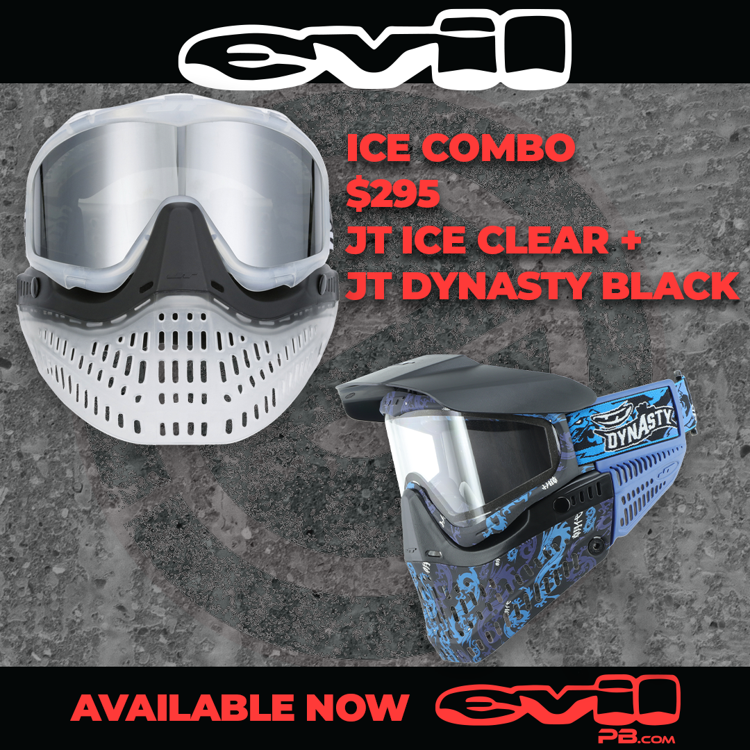 ICE Combo: JT Paintball  Proflex Goggle SE - Ice Series: Clear - with lens + JT Paintball Proflex Goggle LE - Dynasty: Black