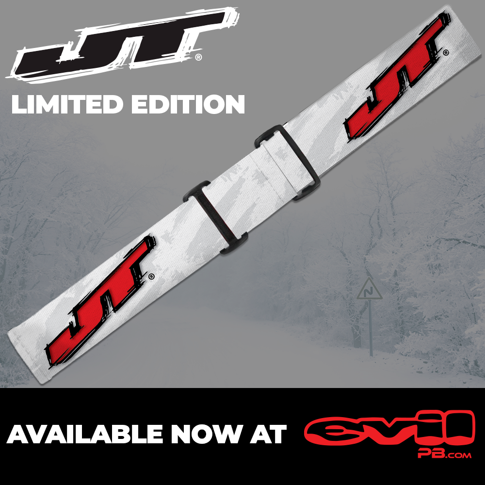 JT Paintball Goggle Strap - Frost Brush Camo Red logo(LIMITED EDITION)