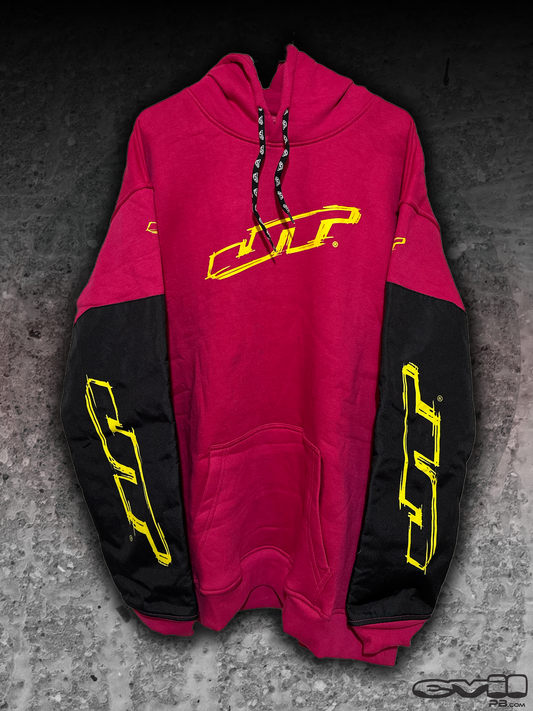 JT Grind Playing Hoodie - Pink w/ Neon Yellow Grunge Logo